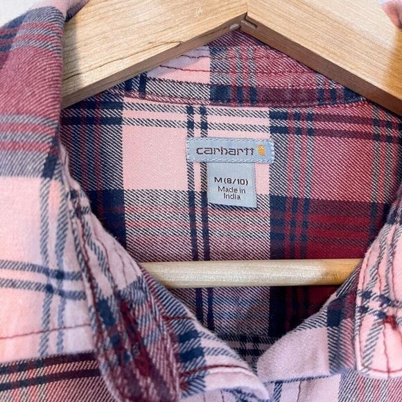 Carhartt Red & Pink Plaid Flannel Button Down Shirt M - Picture 2 of 7
